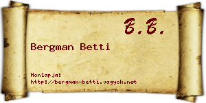 Bergman Betti névjegykártya